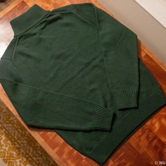 J. Crew Heritage 100% Cotton Half-Zip Sweater. Small. Dark Forest Green. - Picture 5 of 8